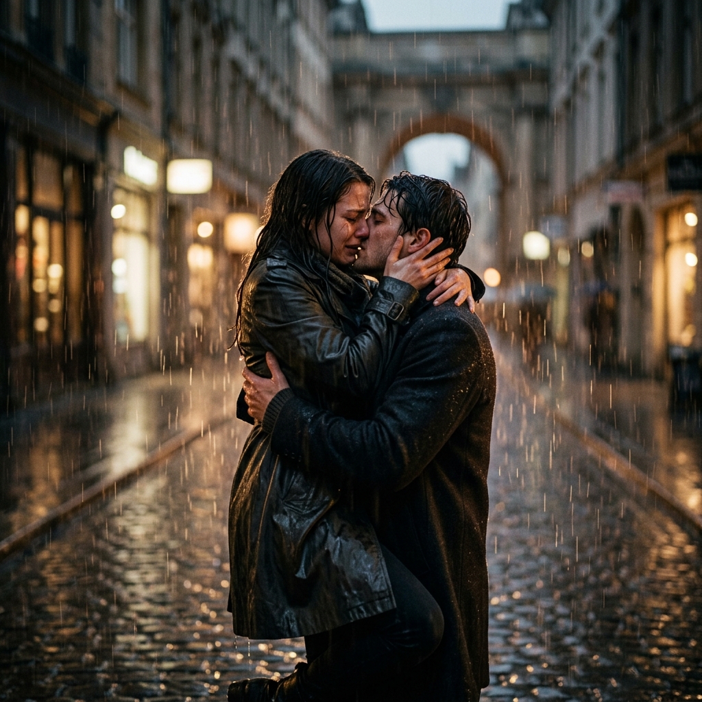 Vertical romantic micro-drama scene